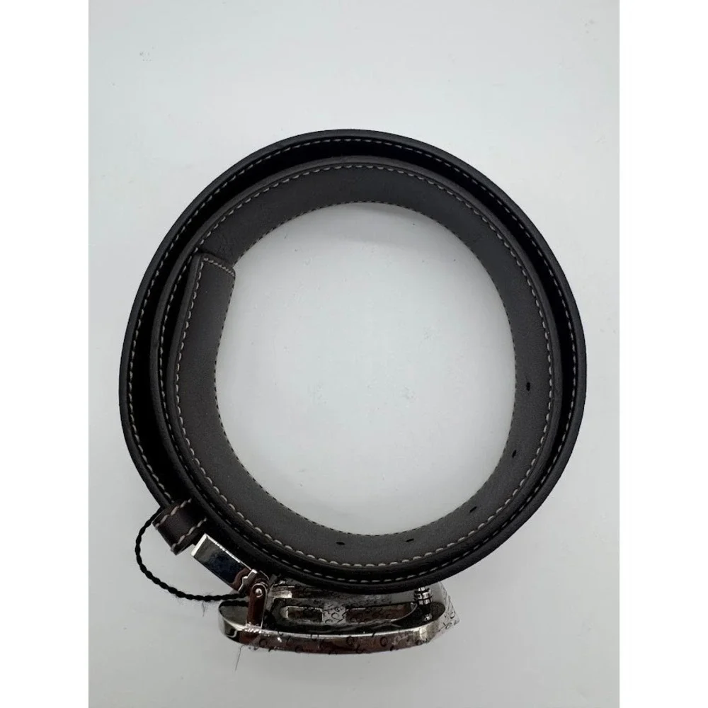 Gucci GG Supreme Canvas Interlocking G Buckle Belt Brown Leather 223891 Size 34
